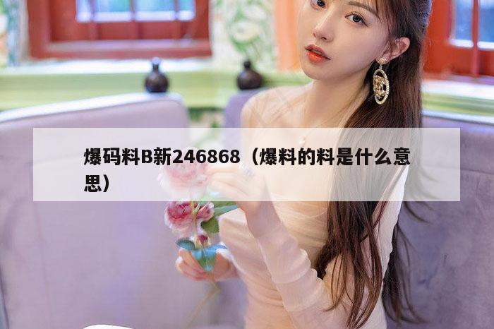 爆码料B新246868(爆料的料是什么意思)
